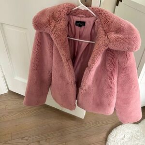 Topshop, petite pink fur coat